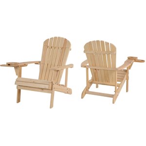w unlimited earth patio adirondack chair with cup holder in natural (set of 2)