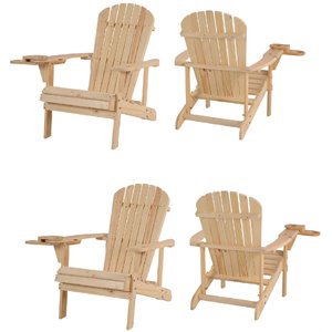 w unlimited earth patio adirondack chair with cup holder in natural (set of 4)