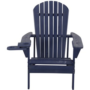 w unlimited earth wooden patio adirondack chair with cup holder in navy blue