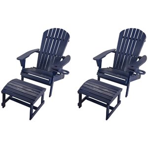 w unlimited earth 4 piece patio adirondack chair with ottoman set in navy blue
