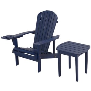 w unlimited earth wooden patio adirondack chair with end table in navy blue