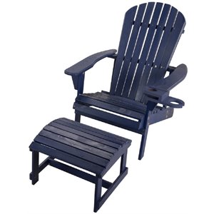 w unlimited earth wooden patio adirondack chair with ottoman in navy blue