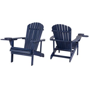 w unlimited earth patio adirondack chair with cup holder in navy blue (set of 2)