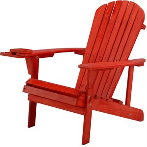 w unlimited earth wooden patio adirondack chair with cup holder in red