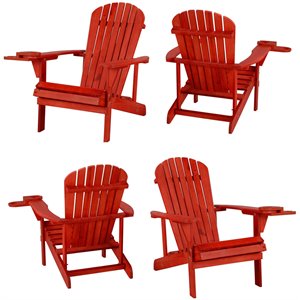 w unlimited earth patio adirondack chair with cup holder in red (set of 4)