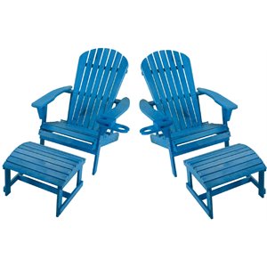 w unlimited earth 4 piece patio adirondack chair with ottoman set in sky blue