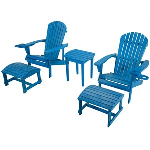 w unlimited earth 5 piece wooden patio adirondack conversation set in sky blue