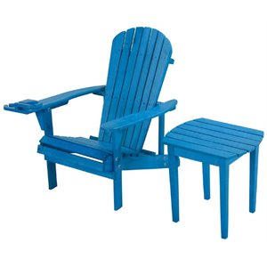 w unlimited earth wooden patio adirondack chair with end table in sky blue