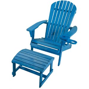 w unlimited earth wooden patio adirondack chair with ottoman in sky blue