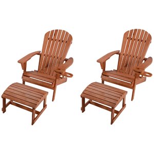 w unlimited earth 4 piece wooden patio adirondack chair with ottoman set