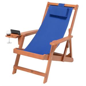 w unlimited romantic wood and canvas sling chair w/ cup & wine holder in walnut