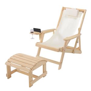 w unlimited romantic 2-piece wood and canvas adirondack furniture set in natural