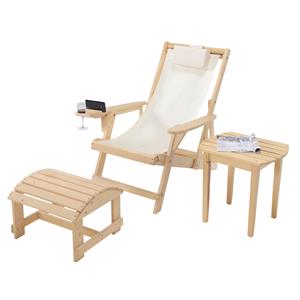 w unlimited romantic 3-piece wood and canvas adirondack furniture set in natural