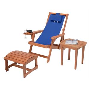 w unlimited romantic 3-piece wood and canvas adirondack furniture set in walnut