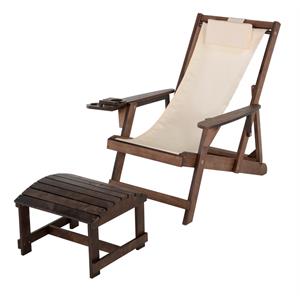 w unlimited romantic 2-piece wood and canvas adirondack furniture set in brown