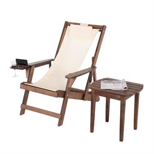 w unlimited romantic wood and canvas adirondack furniture set in brown
