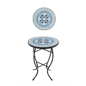 w unlimited mosaic art stone and metal accent table in pansies blue