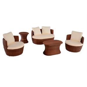 w unlimited romantic 5-piece outdoor resin and wicker conversation set in brown