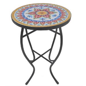 w unlimited mosaic art classic stone and metal accent table in multi-color