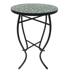 w unlimited mosaic art stone and metal accent table in leave green