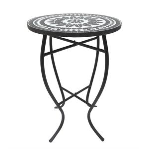 w unlimited mosaic art stone and metal accent table in lily black