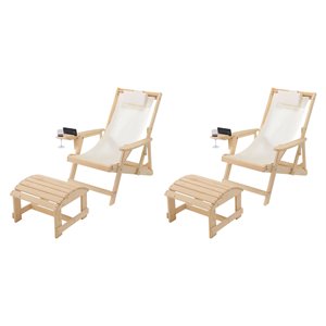 w unlimited romantic 4-piece wood & canvas adirondack furniture set in natural