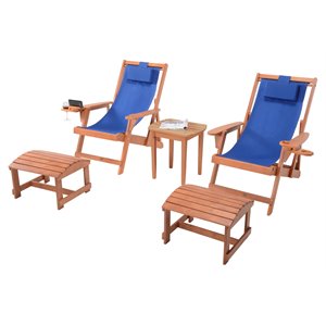 w unlimited romantic 5-piece wood and canvas adirondack furniture set in walnut