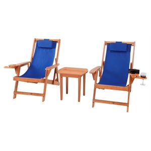 w unlimited romantic 3-piece wood and canvas adirondack furniture set in walnut