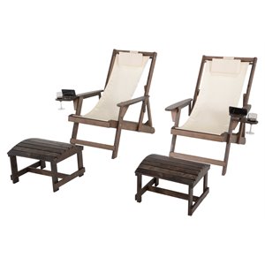 w unlimited romantic 4-piece wood and canvas adirondack furniture set in brown