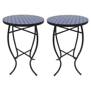 w unlimited mosaic art stone and metal accent table in multi-color (set of 2)