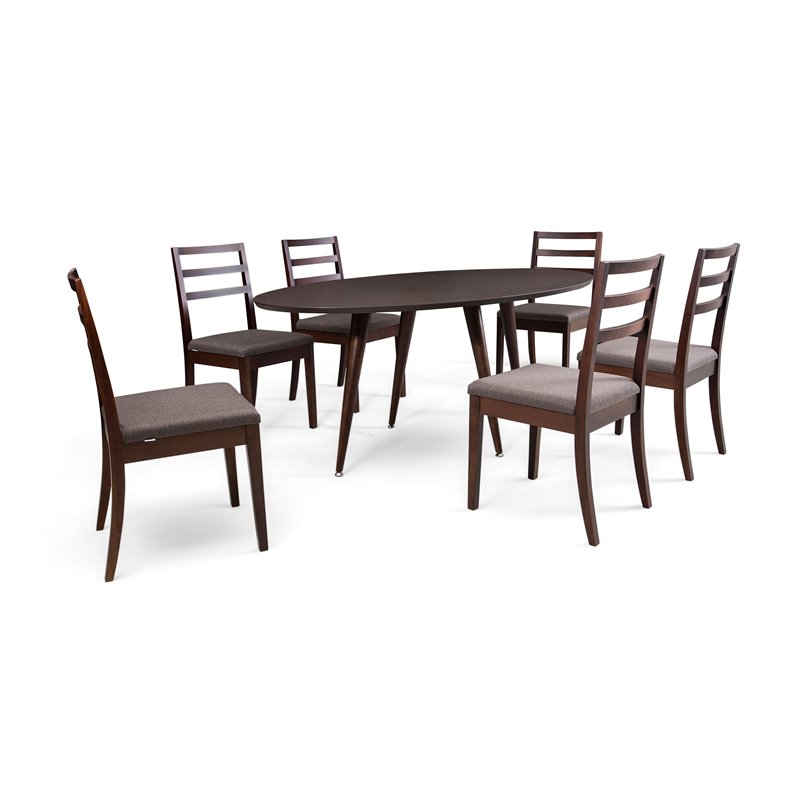 Oval Solid Wood 6 Seats Dining Table Herval Furniture 74x43 