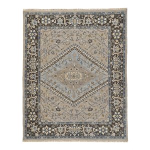 feizy goshen 2' x 3' luxury reversible wool area rug in country gray/taupe