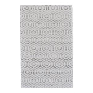 feizy burton 4' x 6' flatweave coastal fabric area rug in steel gray/snow white