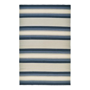 feizy coastal layers 5' x 8' striped fabric area rug in pacific blue/gray