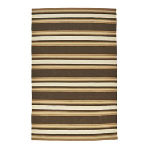 feizy coastal layers 5' x 8' outdoor striped fabric area rug in coffee/cream tan