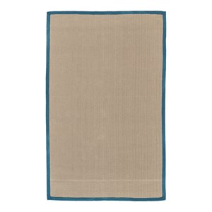 feizy berle 5' x 8' indoor/outdoor eco pet fabric area rug in tan/teal blue