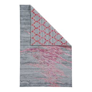 feizy cosmo 2' x 3' luxe reversible abstract fabric rug in persian red/gray