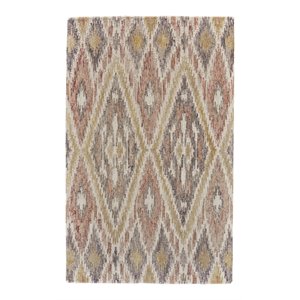 feizy arazad 5' x 8' tufted large ikat graphic wool area rug in pink/gold