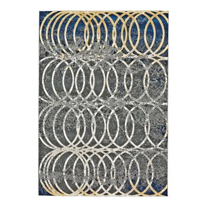 feizy brixton 8' x 11' spiral print modern fabric area rug in gray/blue
