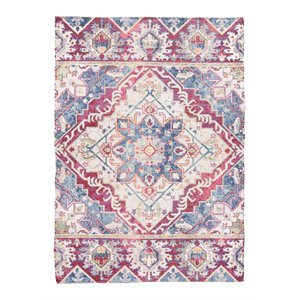 feizy anata 5' x 7' heriz style fabric area rug in magenta/lake blue