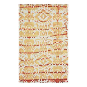 feizy lorrain 5' x 8' tufted ikat wool area rug in sun orange/sunset gold