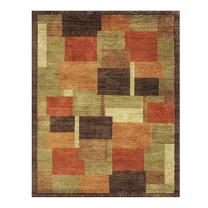 feizy keystone 4' x 6' hand knot color block wool area rug in brown/rust