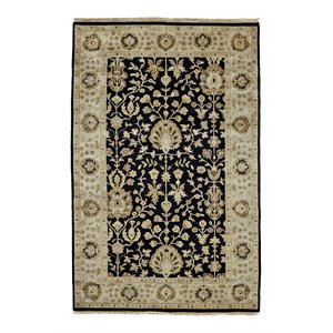 feizy drake 2' x 3' soft sheen luxury hand knot wool area rug in black/gold