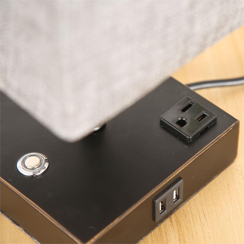 Alpha Lighting 15 in. Black Desk lamp with Charging and USB Ports (Set of 2)