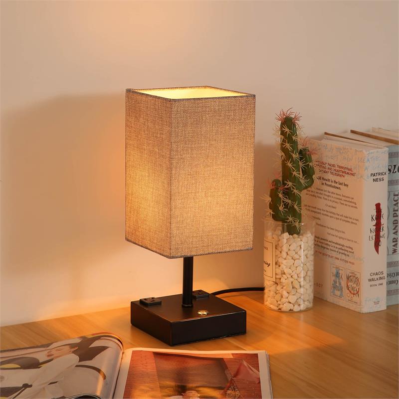 Alpha Lighting 15 in. Black Desk lamp with Charging and USB Ports (Set of 2)