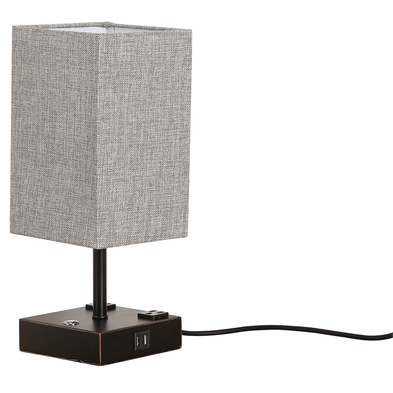 Alpha Lighting 15 in. Black Desk lamp with Charging and USB Ports (Set of 2)