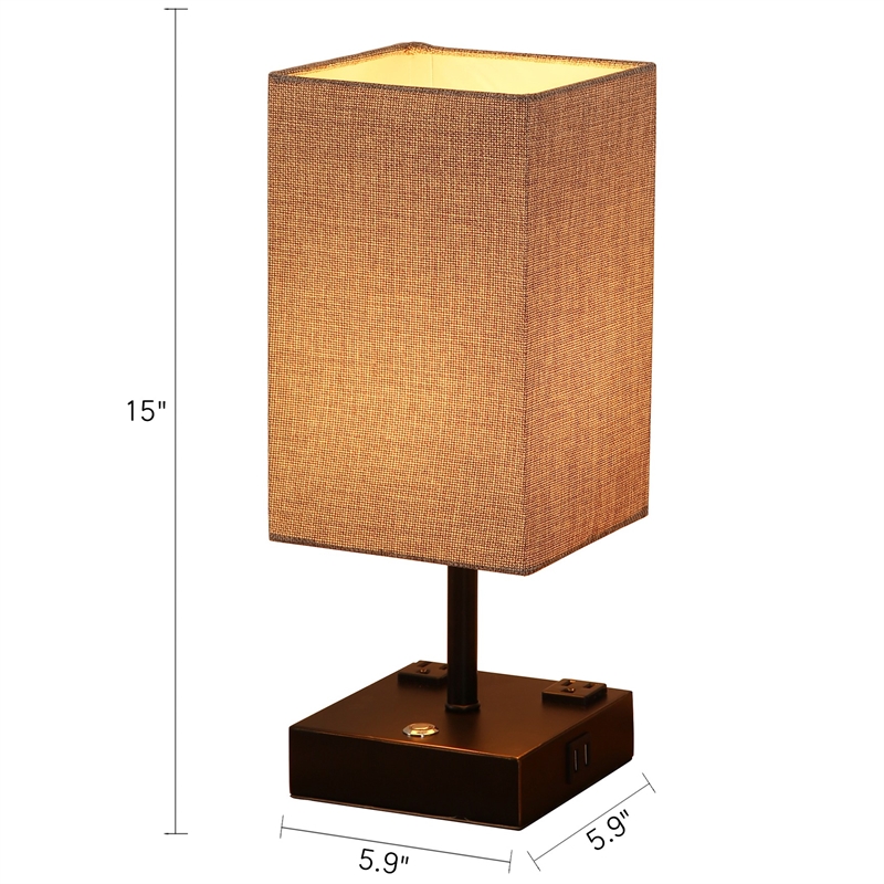 Alpha Lighting 15 in. Black Desk lamp with Charging and USB Ports (Set of 2)