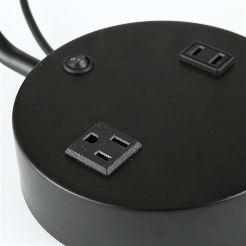 19 in. Modern White Metal Table Lamp USB Port