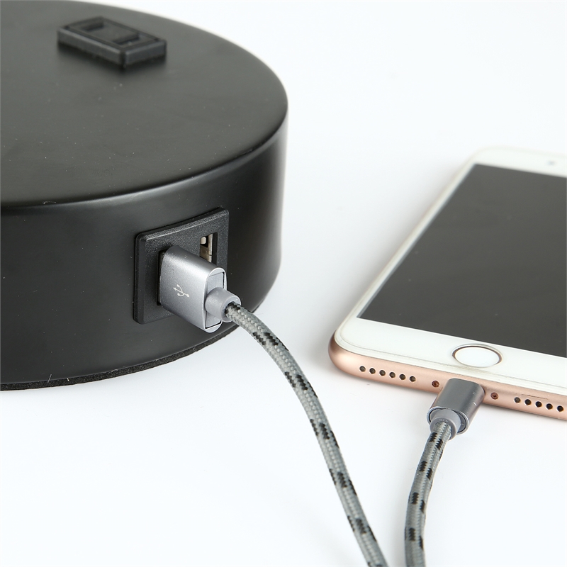 19 in. Modern White Metal Table Lamp USB Port