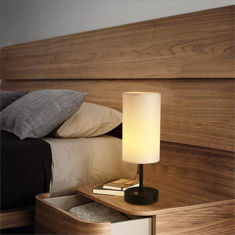 17 in. Modern White Metal Table Lamp with USB Port